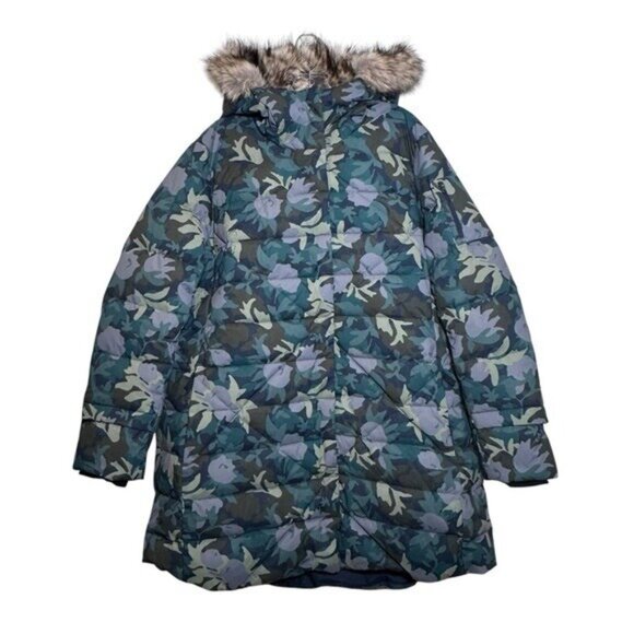 Eddie Bauer Women's XXL Sun Valley Frost Down Parka Coat Green Floral Camo $299 - Picture 1 of 8